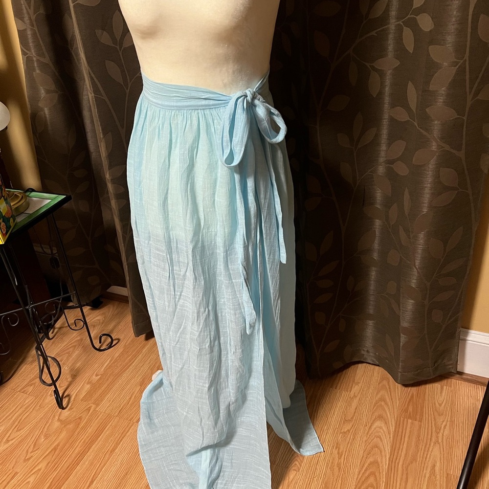 Light Blue Sheer Wrap Skirt